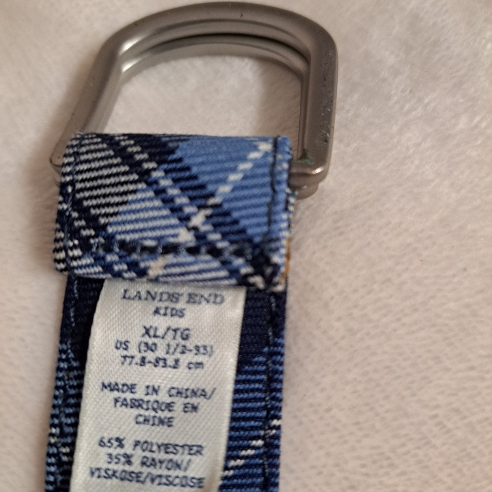 Lands End Kids Blue Plaid Belt